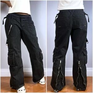 Vintage Tripp NYC Plaid Bondage Pants Mall Goth Wide Flare Leg Y2K Hot Topic